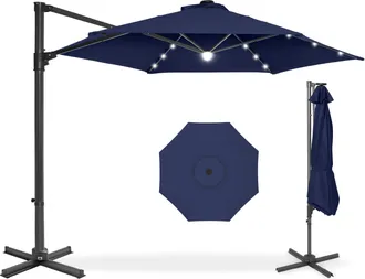 Best Choice Products 10ft 360&deg; Rotating Cantilever Easy Auto Open Patio Umbrella w/ Solar LED Lights