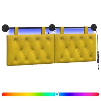 vidaXL Cabecero Colgante Con Luz Led Amarillo Terciopelo Vidaxl