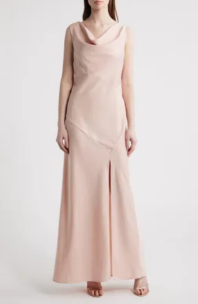 Wayf Lea Cowl Neck Satin Gown in Blush at Nordstrom, Size X-Small