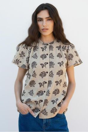 Ace & Jig Kenna Flutter Sleeve Blouse in Wheat at Nordstrom, Size 5X-Large