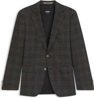 BOSS Slim-fit blazer in checked wool