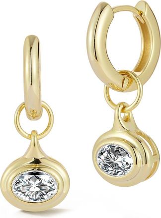Glaze Jewelry Oval Moissanite Drop Huggie Hoop Earrings in Gold at Nordstrom Rack