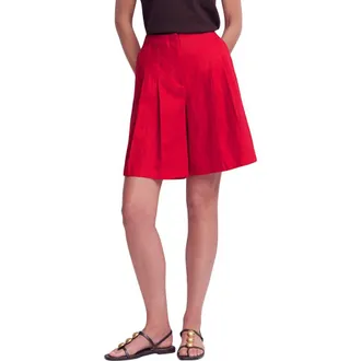 Boden Highbury Pleated Cotton Shorts in Salsa Red at Nordstrom, Size 10
