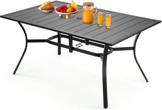 OEM Mesa De Patio Para Jard&iacute;n, 1500 X 960 X 725 Mm, Rectangular, De Acero Al Carbono, Para Patio, Jard&iacute;n, Terraza, Impermeable, Con Orificio Para Sombrill