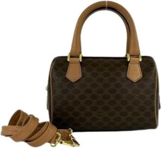 Celine Pre-owned Macadam Triomphe Leather PVC 2way Bag - Dames - Vintage Handtas - Bruin - ONE Size - Leer - Vintage