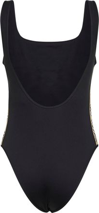 Burberry Womens Swimsuit With Check Trim, Black Polyamide Swimwear Sea Clothing