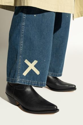 Maison Margiela Leather Cowboy Boots, Womens, Black