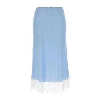 Moschino Midi Skirts, female, Blue, Size: S Lace-trim Midi Skirt