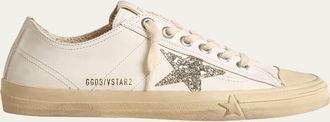Golden Goose V-Star Leather Glitter Low-Top Sneakers