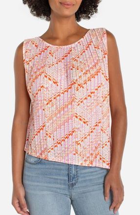 Liverpool L.A. Pleated Asymmetric Sleeveless Top in Cream Pink at Nordstrom, Size X-Large