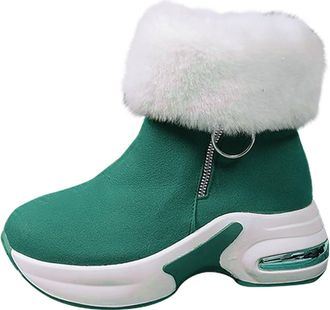 Generic Womens Wedge Snow Boots with Arch Support Winter Thick Warm Faux Fur Lined Ankle Boots Ladies Suede Insulated Anti Slip Chunky Sole Booties with Side 