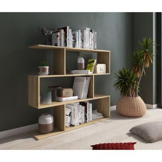 Dmora Estanter&iacute;a Terzolas, Biblioteca 3 Estantes, Instalaci&oacute;n En Suelo, Uso Divisorio, 110x25x96h Cm, Roble Marr&oacute;n