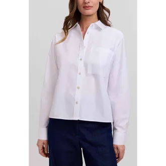 Foxcroft Jodie Cotton Button-Up Shirt in White at Nordstrom, Size X-Large
