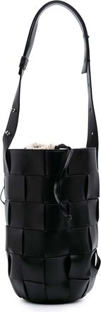 Bottega Veneta Pre-owned Womens Pouch Bucket Woven Leather Bag - Black - One Size