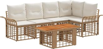 vidaXL Conjunto De Sof&aacute;s De Jard&iacute;n 6 Uds. Natural Y Crema Vidaxl