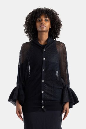 Junya Watanabe Womens Black Lace Patchwork Cardigan Top