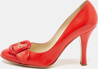 Casadei Red Leather Buckle Detail Pumps