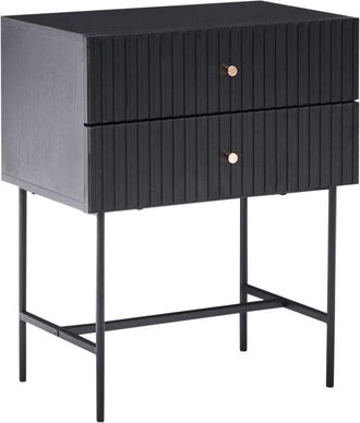 Beliani Mesita De Noche Con 2 Cajones Mueble De Almacenaje Dormitorio Negro Y Dorado Coventry