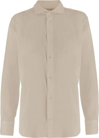 Her Shirt Stretch Zijde Blouse - Dames - Overhemden - Beige - M - Spandex - Overhemden