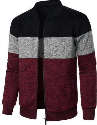 Generic Mens Cardigans with Pockets-Knitted Cardigans Full Front Zip Closure Zipper Cardigan Autumn Winter Thick Sweater Outwear Slim Fit Full Zip Jackets Bla