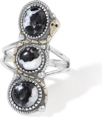 Tiramisu Silver Plated 6.40 Ct. Tw. Zebra Jasper Statement Ring