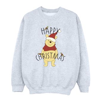 Disney Dames/Dames Winnie The Pooh Vrolijk Kerstmis Holly Sweatshirt (Sportgrijs)
