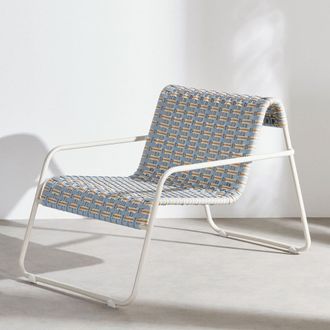 Maisons du monde Sill&oacute;n de jard&iacute;n de hierro color arcilla y resina trenzada multicolor