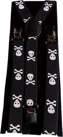 Generic Unisex Black & White Skull & Bones Design Adjustable Braces 018