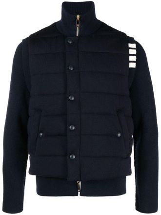 Thom Browne padded press-stud fastening jacket - men - Virgin Wool/Cupro/Polyester - 4 - Blue
