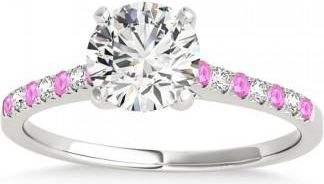 Allurez Diamond & Pink Sapphire Single Row Engagement Ring 14k White Gold (0.11ct)