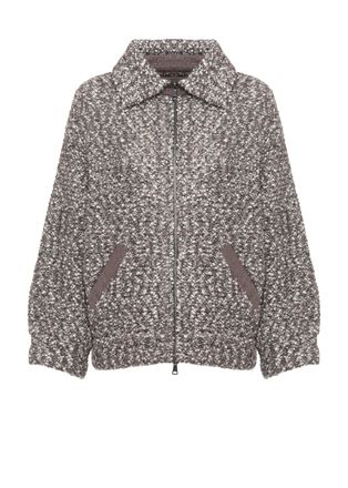 D.exterior Brown Sequined Wool-Blend Bomber Jacket