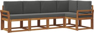 vidaXL Conjunto De Sof&aacute;s De Exterior 5 Uds. Natural Y Antracita Vidaxl