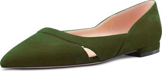 Castamere Women Low Heel Pointed Toe Slip-on Pumps Court Shoe Wedding Classic 1 CM Heels Dark Green Suede 4 UK