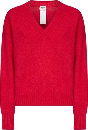 Max Mara Visita V-neck Sweater - Dames - V-hals truien - Rood - S - Katoen - Truien & Vesten