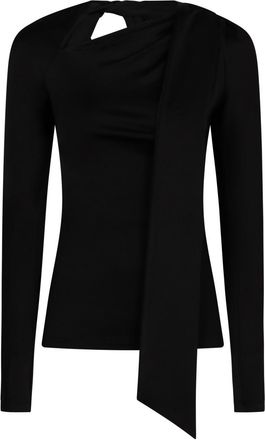 Victoria Beckham Black Asymmetric Scarf Detail Top