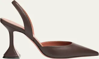 Amina Muaddi 95mm Holli Leather Slingback Pumps