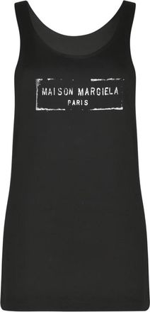 Maison Margiela Logo Tank Top - Dames - Tops zonder mouwen - Zwart - S - Katoen - Tops