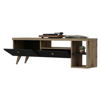 Dmora Mueble Para Tv Filetto, 2 Estantes, 2 Puertas, 5 Compartimentos, 150x35x47h Cm Negro Antracita