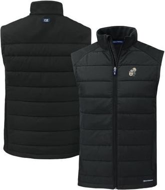 Cutter & Buck Mens Cutter & Buck Black New Orleans Saints Throwback Evoke Hybrid Eco Softshell Recycled Full-Zip Vest at Nordstrom, Size Large
