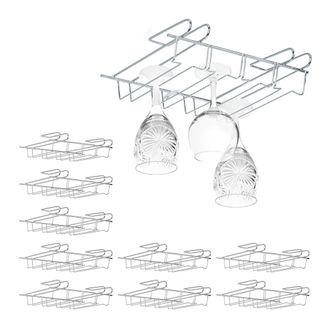 Relaxdays 10 Soportes Copas Colgantes, Cuelga Copas Vino, Sujeta Copas, 8,5 X 34,5 X 26cm, Colgador Copas, Rieles