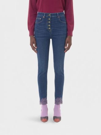 Valentino Garavani Jeans skinny a vita alta con inserti in pizzo