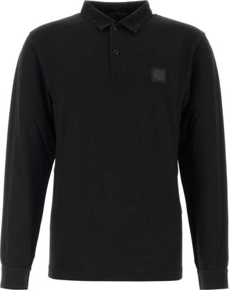 Stone Island Black Full Sleeves Logo Polo