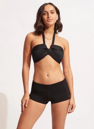 Seafolly Collective Roll Top Boyleg Womens Black Stretch Swimwear KFC1202