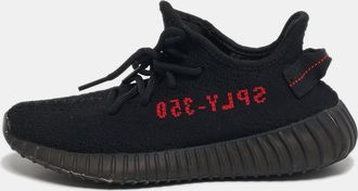 adidas Boost 350 V2 Bred Size 38 Black Knit Fabric Lace Up Sneakers
