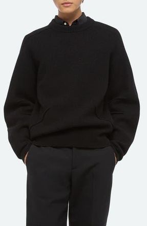 Helmut Lang Boiled Merino Wool Crewneck Sweater in Black - 001 at Nordstrom Rack, Size Large