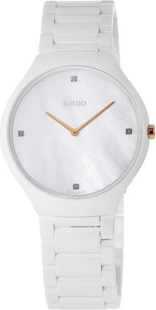 Rado True Thinline L Quartz 39mm White Diamond Dial Ceramic Unisex Watch R27957909