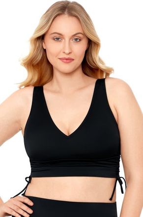 S3 Cinched Adjustable Midkini Top in Onyx Black at Nordstrom, Size X-Large