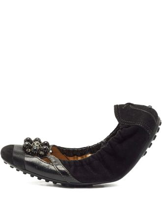 Tod's beaded panelled ballet flats - Black