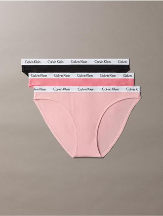 Calvin Klein Womens Carousel Cotton Stretch Rib 3-Pack Bikini - Multi - XL
