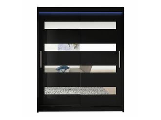 Mirjan24 Armario Closico 136, Negro, 200x150x58cm, Puertas De Armario: Correderas, N&uacute;mero De Estantes: 5, Led